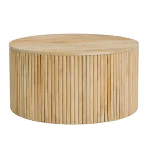 Cranford 32 in. Round Modern Fluted Solid Wood Coffee Table