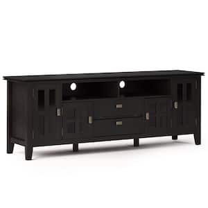 Artisan Solid Wood 72 in. Wide Transitional TV Media Stand in Hickory Brown for TVs up to 80 in.