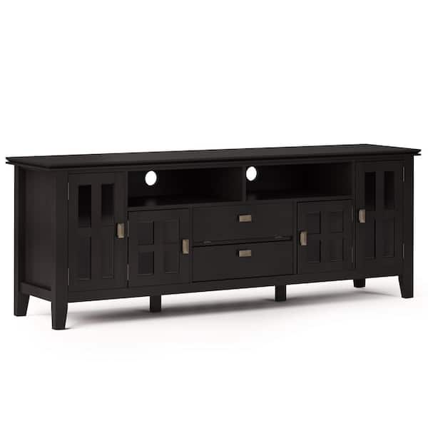 Simpli Home Artisan Solid Wood 72 in. Wide Transitional TV Media Stand in Hickory Brown for TVs up to 80 in.