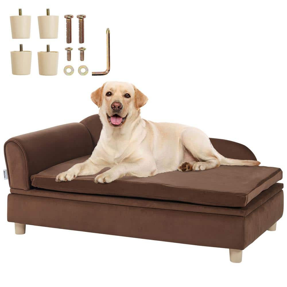 VEVOR Pet Sofa Dog Couch for Large Sized Dogs and Cats Soft Velvety Dog Sofa Bed 110 lbs. Loading Cat Sofa Dark Brown