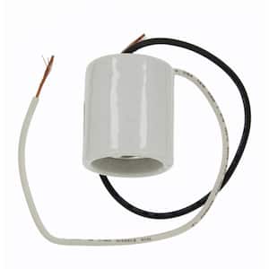 660W Medium Base One-Piece Single Circuit Keyless Mounting Screws Glazed Porcelain Incandescent Lampholder, White