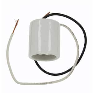 White Screw 1-Piece 660-Watt Medium Base Single Circuit Keyless Mounting Glazed Porcelain Lampholder, White