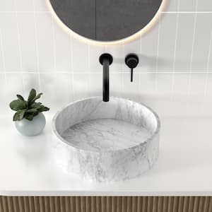 Monaco 17 in. Ceramic Round Vessel Bathroom Sink in Marbled Grey