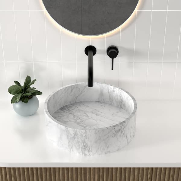 Swiss Madison Monaco 17 in. Ceramic Round Vessel Bathroom Sink in Marbled Grey
