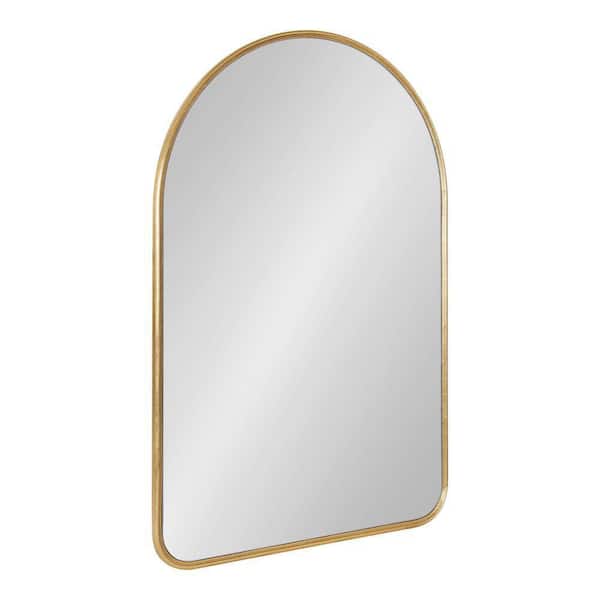 Caskill 36 in. x 24 in. MidCentury Arch Gold Framed Decorative Wall Mirror