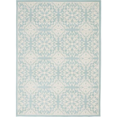 Nourison Jubilant Ivory Green 5 Ft X 7 Ft Moroccan Farmhouse Area Rug 4706 The Home Depot