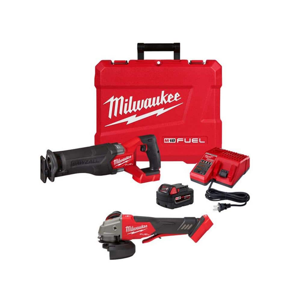 M18 FUEL 18V Lithium-Ion Brushless Cordless SAWZALL Reciprocating Saw Kit w/Brushless Grinder -  Milwaukee, 2821-21-2888-20