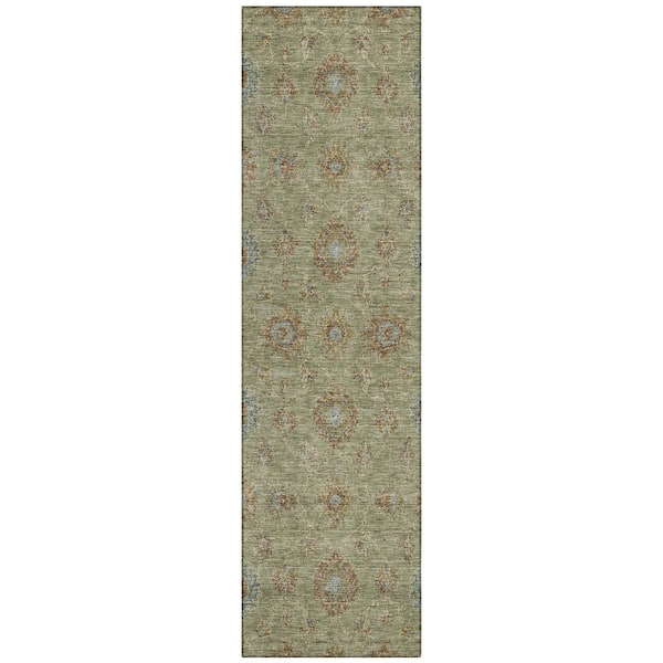 Chantille Machine Washable Indoor/Outdoor Abstract ACN3023 Sage 2 ft. x 7 ft. Runner Rug