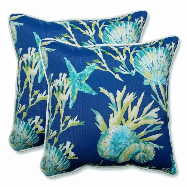 Pillow Perfect Tropical Blue Square Outdoor Square Throw Pillow 2-Pack