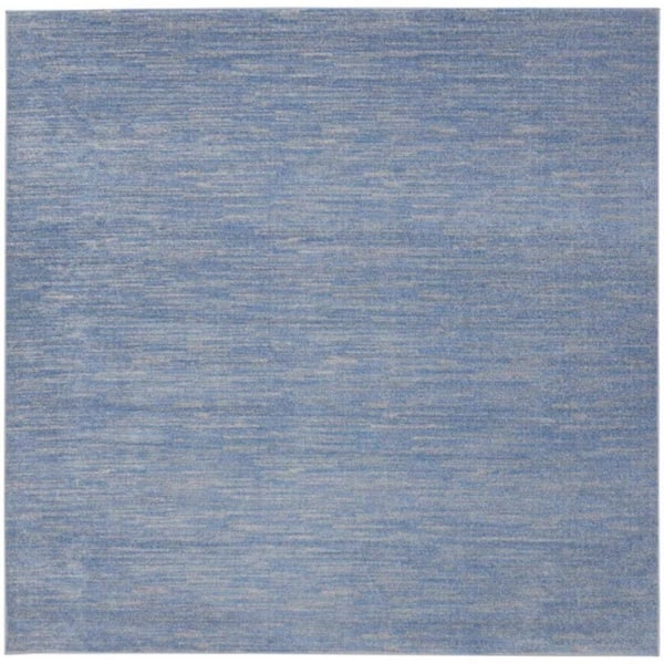 Blue, Gray 9 ft. x 9 ft. Woven Polypropylene Indoor/Outdoor Area Rug