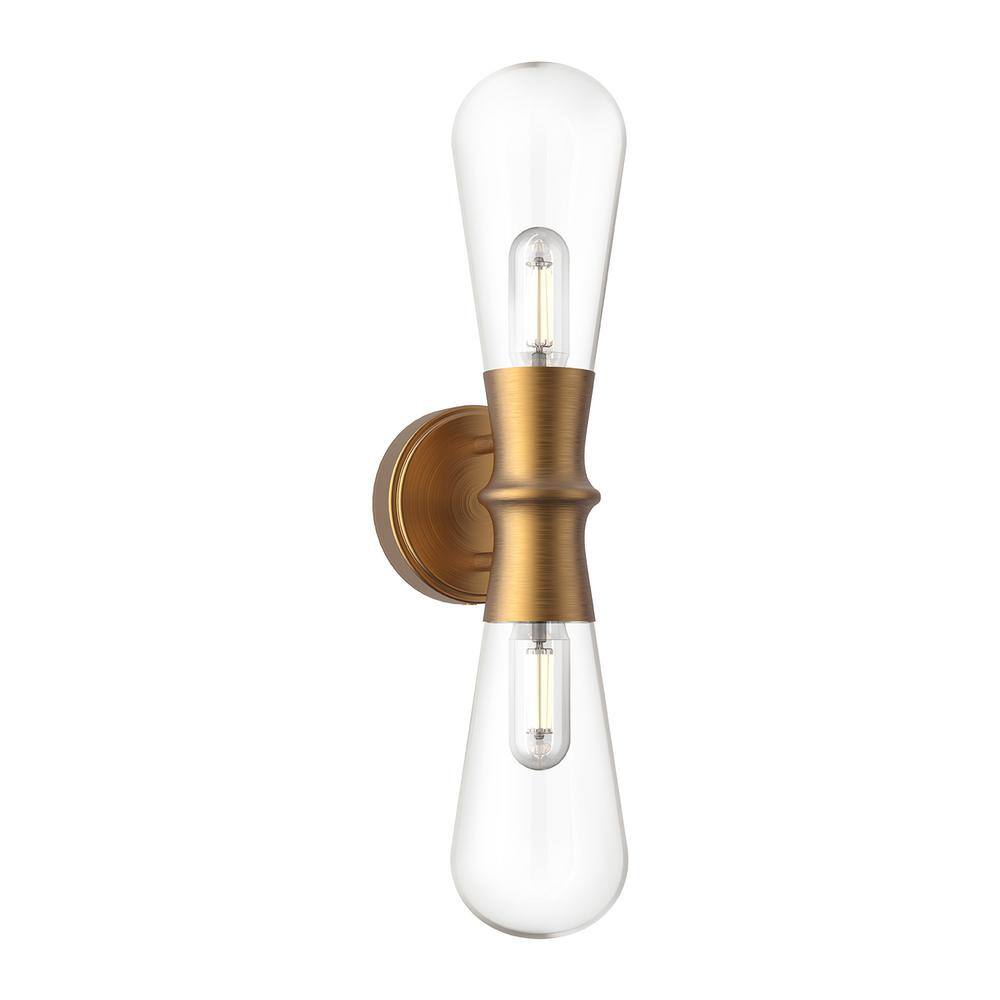 Aged Gold Outdoor Wall Sconce with Bubble Glass Shades