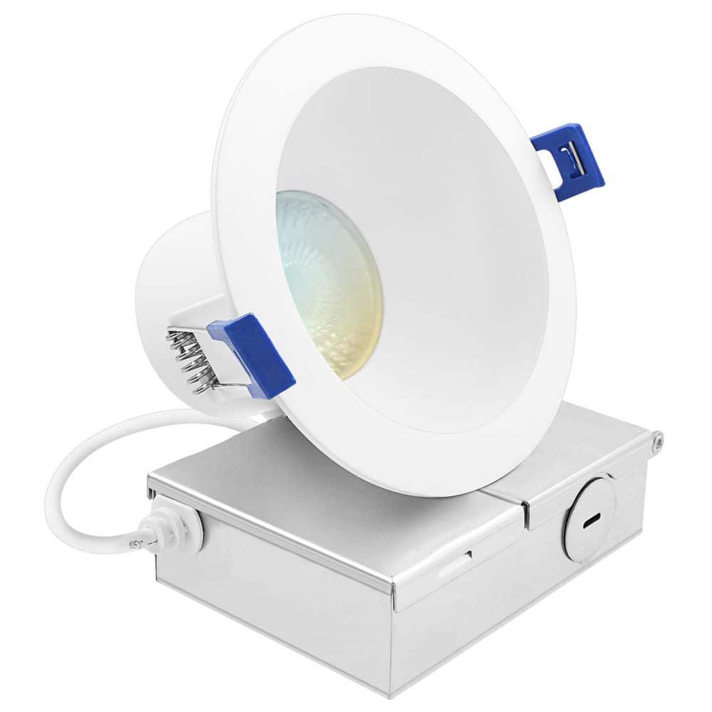 LUXRITE 4 in. Integrated LED Recessed Light J-Box 12W 5CCT 1160