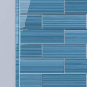 Hand Painted Trim 1 in. x 12 in. Astoria Blue 60 Glass tile (0.083 sq. ft./1 Piece)