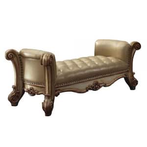 Amelia Bone 74 in. Faux Leather Bedroom Bench Backless Upholstered