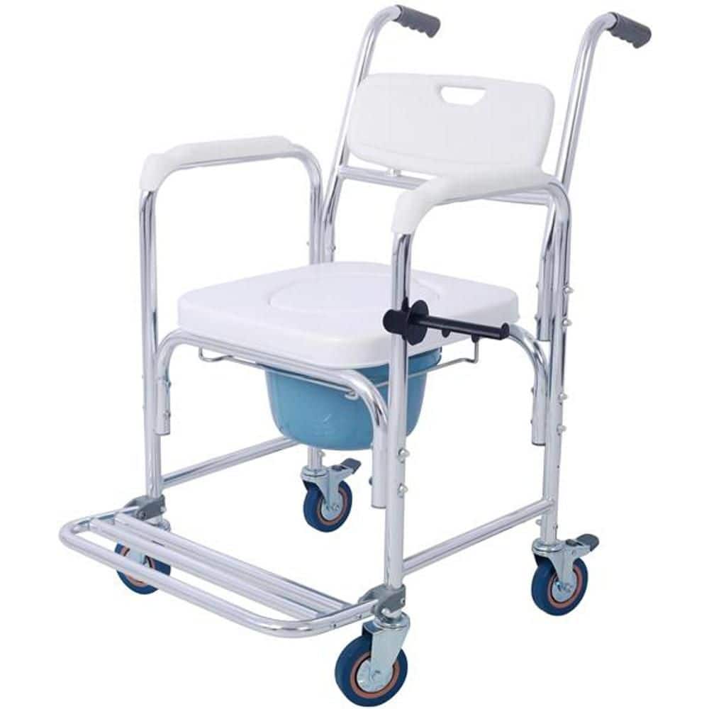 Bedside Commode Chair with 4 Brakes Casters, Tissue Holder, Crutch Holder for Elderly Injured and Disabled, Toilet Seat price history on PriceWatchPro