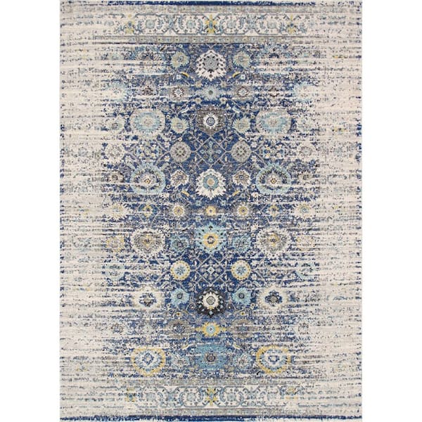 Chelsea Navy/Ivory 6 ft Round Abstract Area Rug