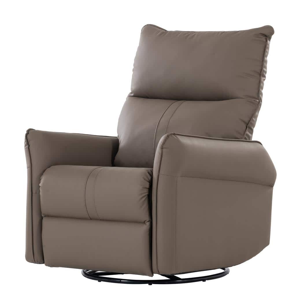 Brown PU Leather Power 270° Swivel Rocker Recliner Chair with USB Port Ele