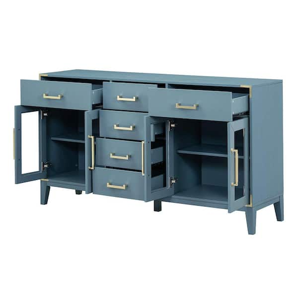 60 in. W x 15.9 in. D x 34.2 in. H Bathroom Blue Linen Cabinet 2024-2-4 ...