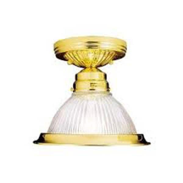 Basic Ceiling Mount 7.5 in. 1-Light Polished Brass Flush Mount
