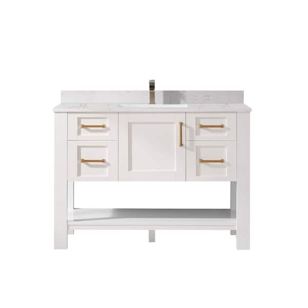 ROSWELL Grayson 48 in. Bath Vanity in White with Composite Vanity Top in White with White Basin