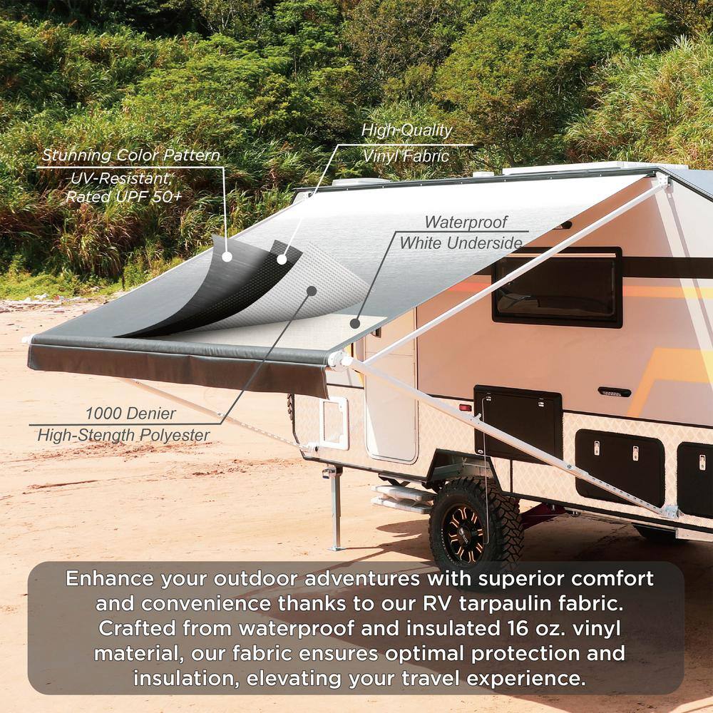 ALEKO Grey 16x8 ft Retractable Waterproof Vinyl Patio Awning