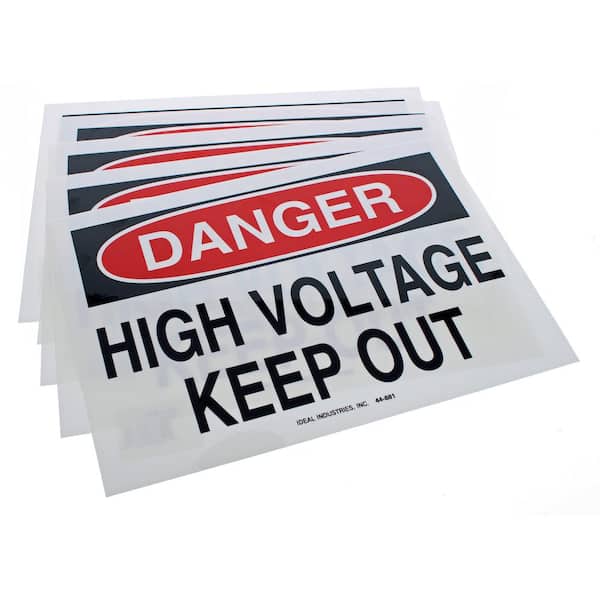IDEAL Safety Sign, "Danger High Voltage Keep Out", Adhesive -  (5-Pack) 44-881 - The Home Depot