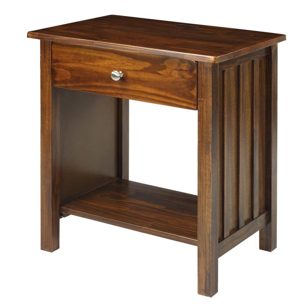 Warm Brown Vanderbilt Nightstand with Built-in USB Port