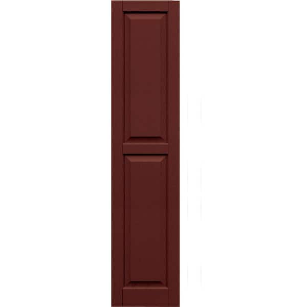 Winworks Wood Composite 15 in. x 68 in. Raised Panel Shutters Pair #650 Board and Batten Red