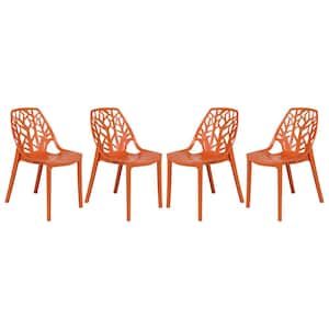 Cornelia Modern Spring Cut-Out Tree Design Stackable Dining Side Chair Solid Orange (Set of 4)