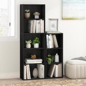 Tropika 52 in. Tall Blackwood Wood 5-shelf Standard Bookcase with Storage