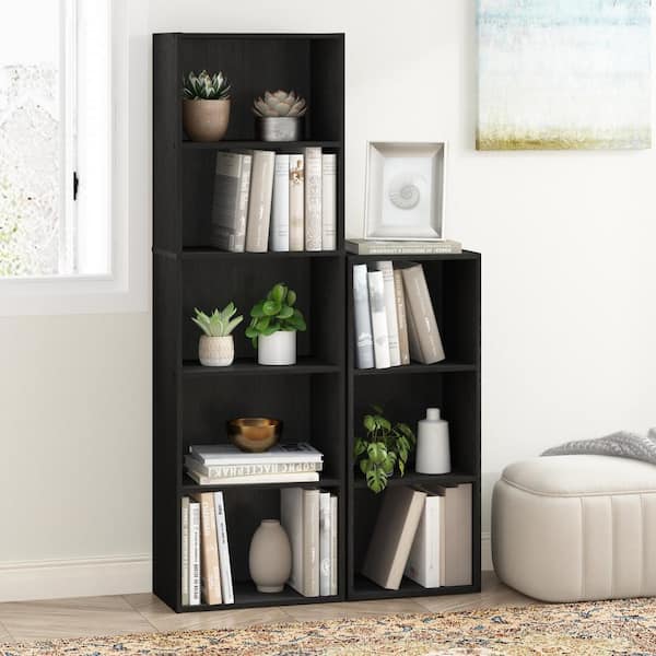 Furinno Tropika 52 in. Tall Blackwood Wood 5-shelf Standard Bookcase with Storage
