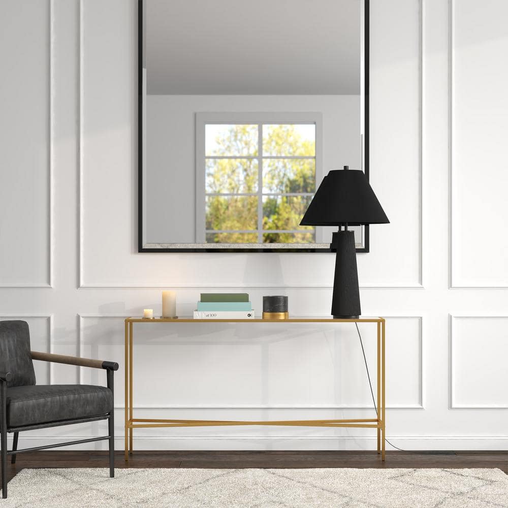 Matte Black Conical Nightstand Lamp with Triangular Shade