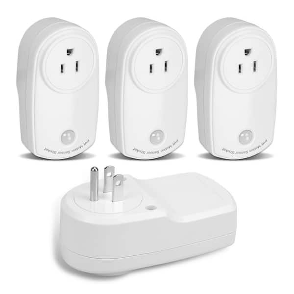 4 Pieces 1200W Motion Sensor Socket 120V/60HZ Plug-in Dusk to Dawn Control Indoor Light Socket White 4-Pack