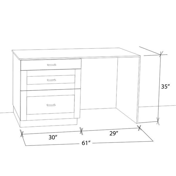 J COLLECTION Cumberland 62 in. W x 34.5 in. H x 24 in. D Light Gray Simple Desk Bundle 1