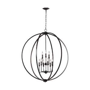 Corinne 9-Light Oil Rubbed Bronze Modern Globe Hanging Cage Candlestick Chandelier