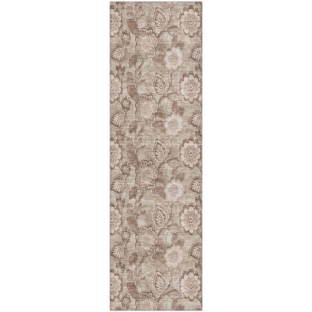 Mayfield Premium Machine Washable Abstract AMF1939 Brown 2 ft. x 7 ft. Runner Rug price history on PriceWatchPro