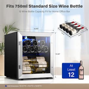 Single Zone 12-Bottle Freestanding Compressor Wine Cooler Refrigerator Fridge Cellar Cooling Unit in Stainless Steel