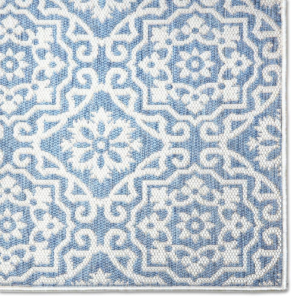 Danica Boho Medallion Blue/Gray Indoor/Outdoor Runner Rug, 1'9"x7'2"