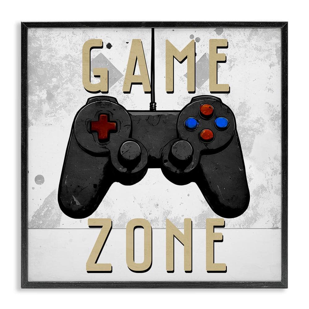 Game Zone Control Black Framed Giclee Art, design by Kim Allen