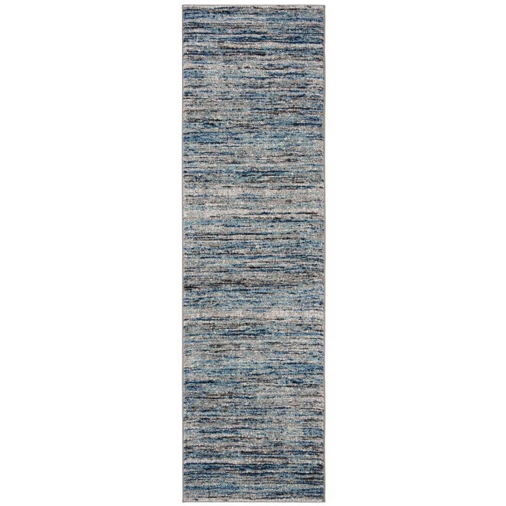 Celestial Spark Blue and Gray 2'3" x 8' Easy-Care Runner Rug
