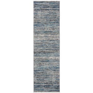 Galaxy Blue/Gray 2 ft. x 8 ft. Striped Abstract Runner Rug