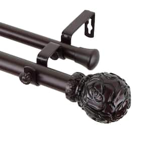 120 in. - 170 in. 1 in. Rosy Double Curtain Rod Set in Mahogany