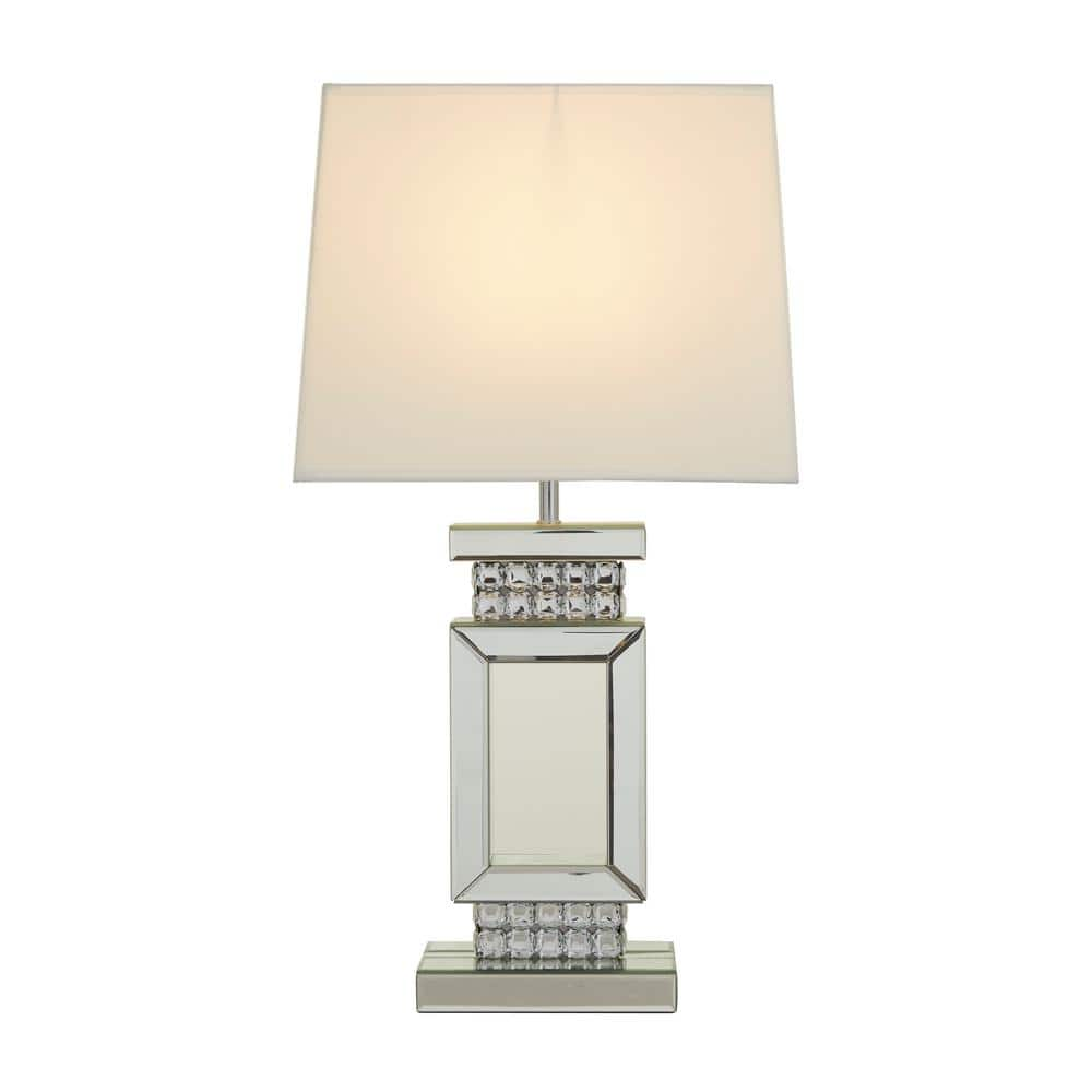 Litton Lane 29 in. Silver Wooden Mirrored Task and Reading Table Lamp( missing shade) 