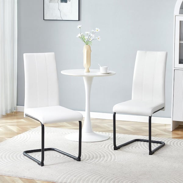 Black/White Faux Leather Dining Chairs Set of 2