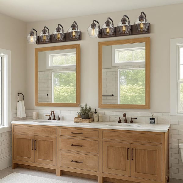JAZAVA 30 in. 4 Light Oil Rubbed Bronze Vanity Light with Clear