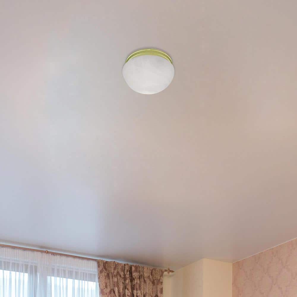 Minster Polished Brass and Alabaster Glass Round Flush Mount Light