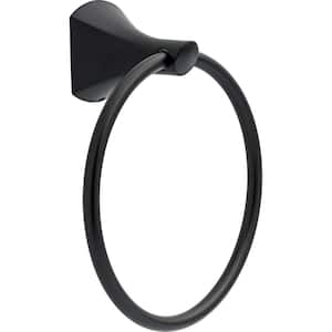 Pierce Wall Mount Round Closed Towel Ring Bath Hardware Accessory in Matte Black