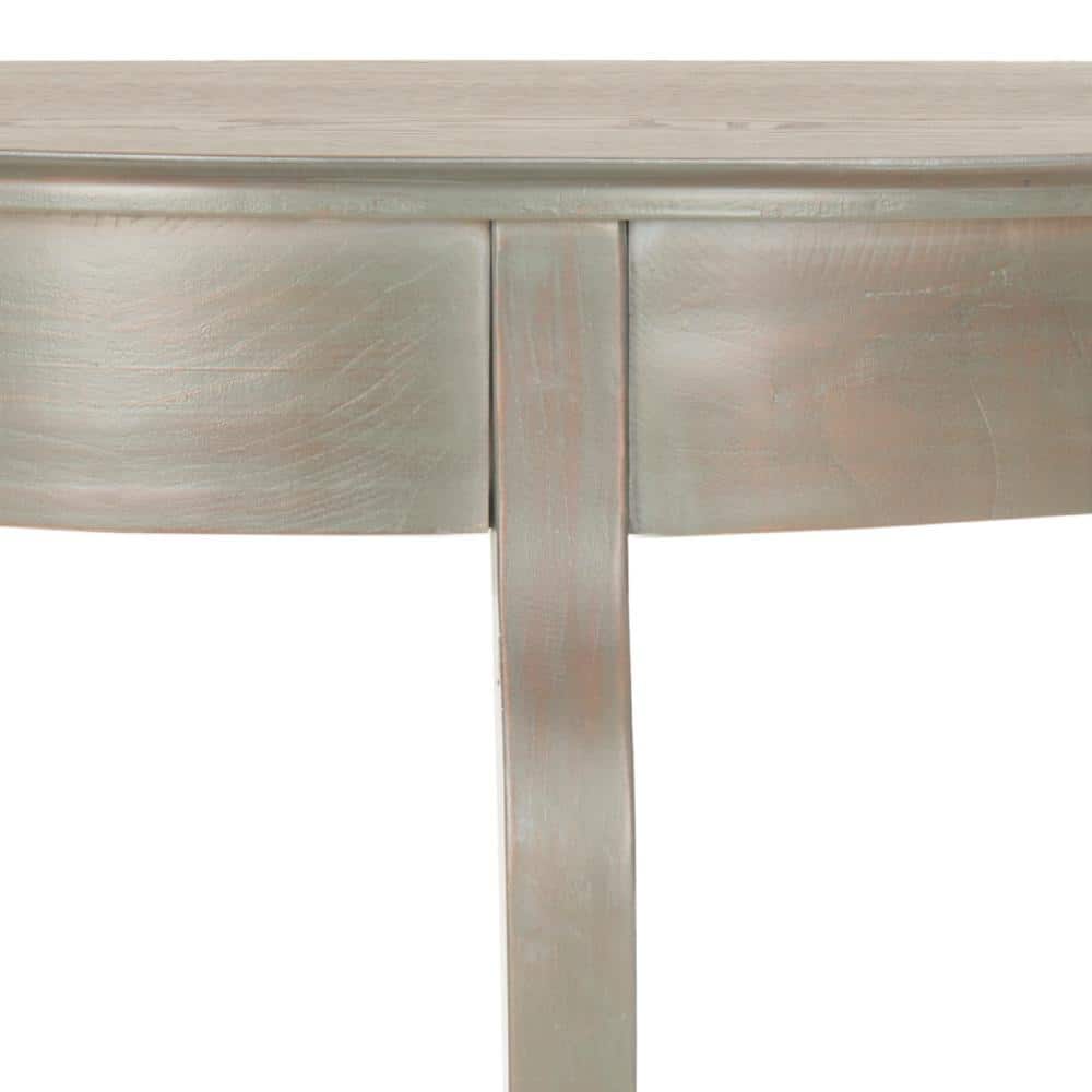 Ash Grey Elm Wood Demilune Console Table