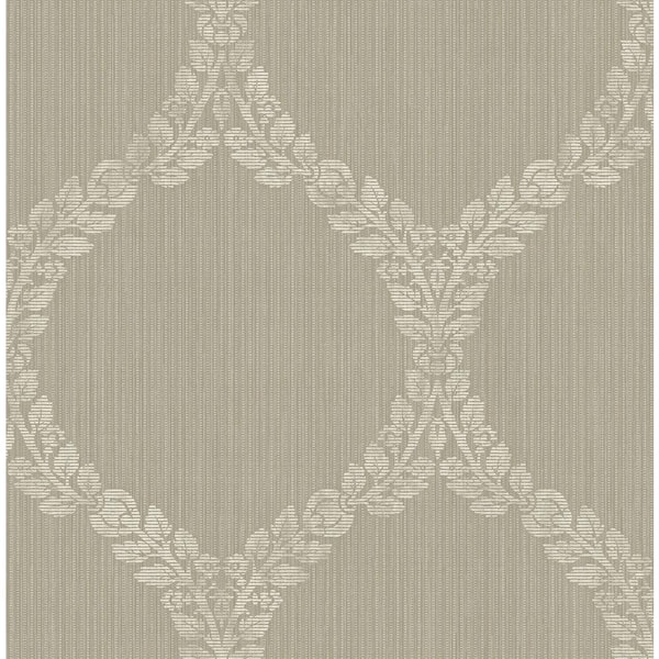 CASA MIA Oval Damask Soft Brown and Beige Paper Non Pasted Strippable Wallpaper Roll (Cover 56.05 sq. ft.)