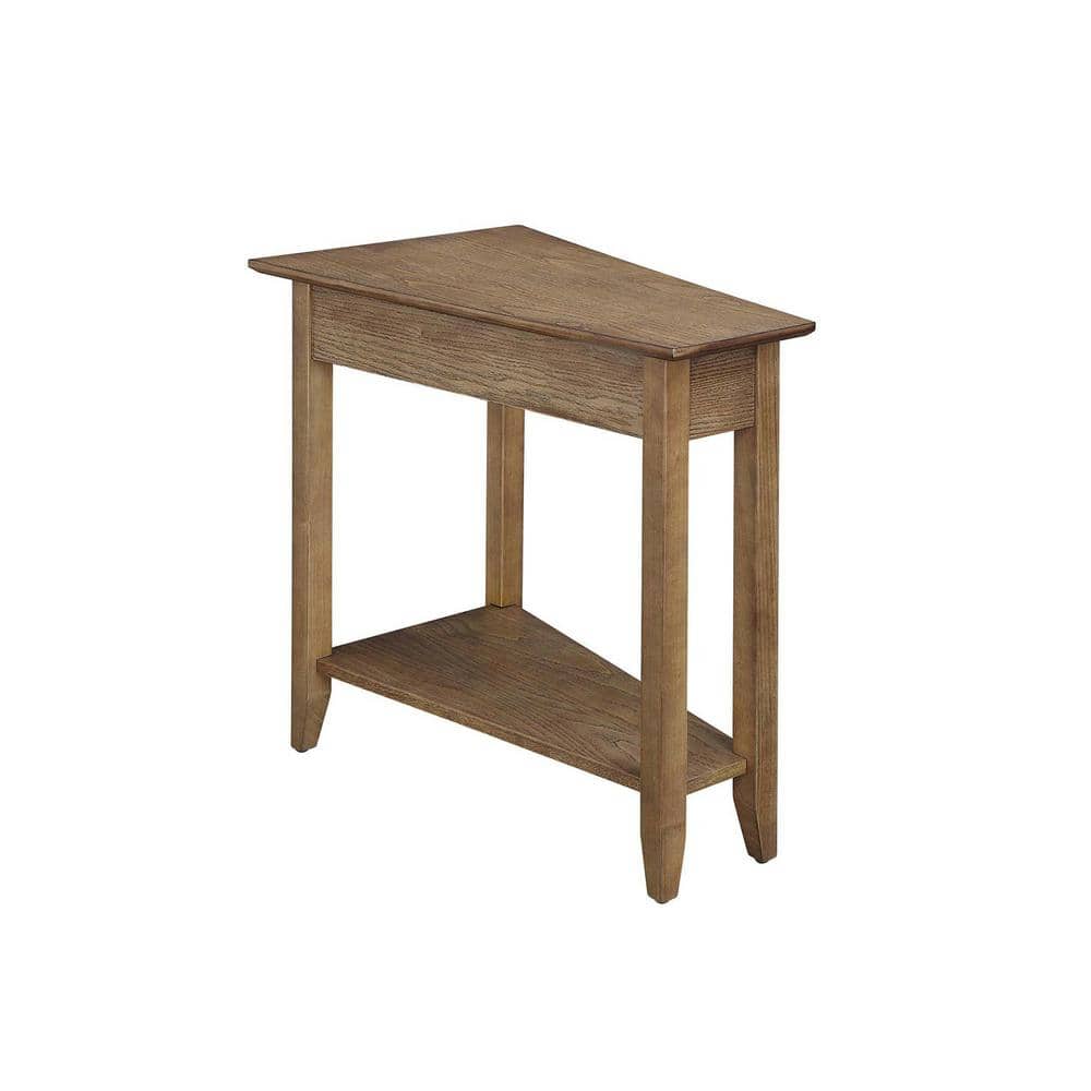 Driftwood Triangular Wood End Table with Shelf, 24" x 16" x 24"